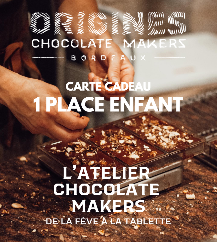 Carte cadeau pour une place enfant dans un atelier Origines Chocolate Makers